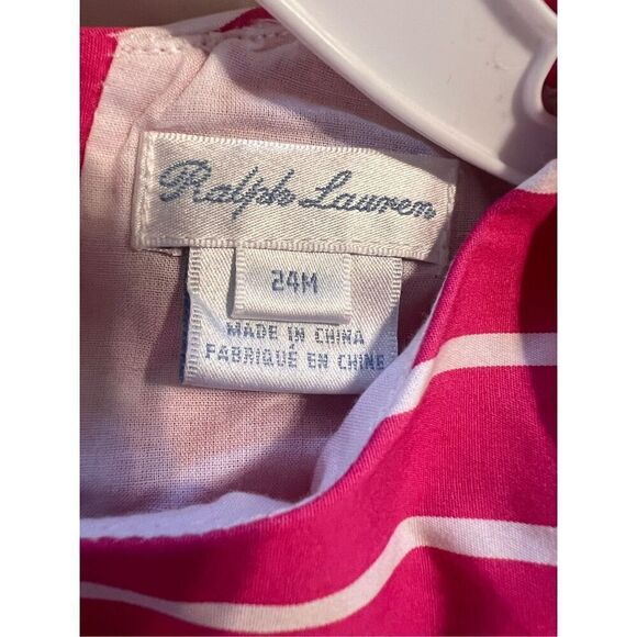 Ralph Lauren Toddler 24Mo Dress & Bloomers Set Pink White Stripe Preppy Coastal - Picture 5 of 11